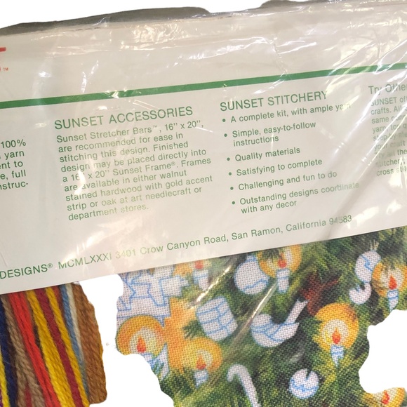 Vintage Sunset Stichery Kit 2086 The Wonderment of Santa -SEALED 16” x 20” - Picture 13 of 14